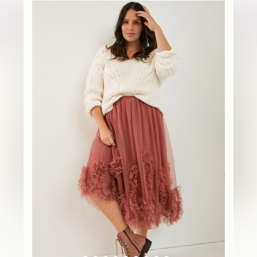 Felicity tulle midi skirt rose